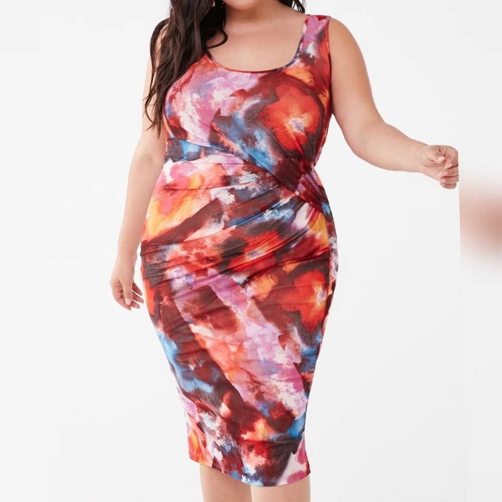 NWT Plus Size Abstract Print Sleeveless Dress